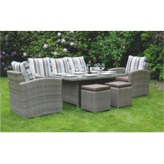 DE Retsehcniw Outdoor Set with Glass Top Table + Cushion